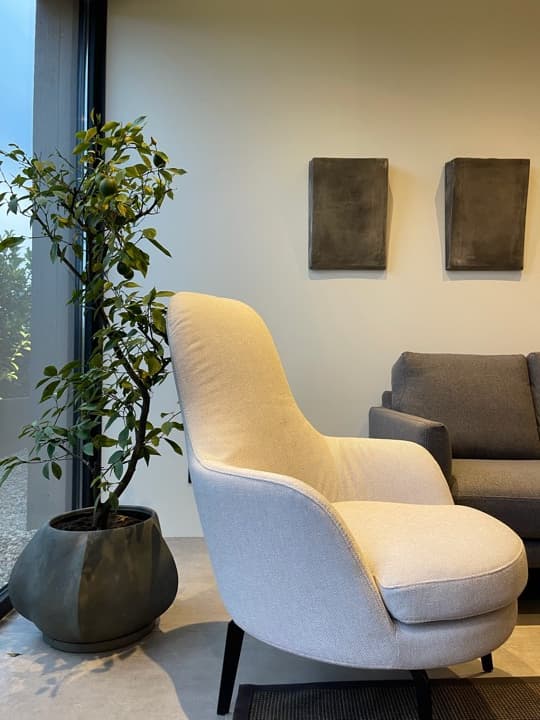 Lounge chair, in the office.