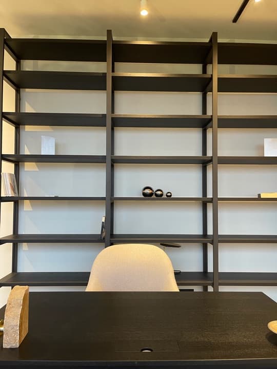 Steel shelving.