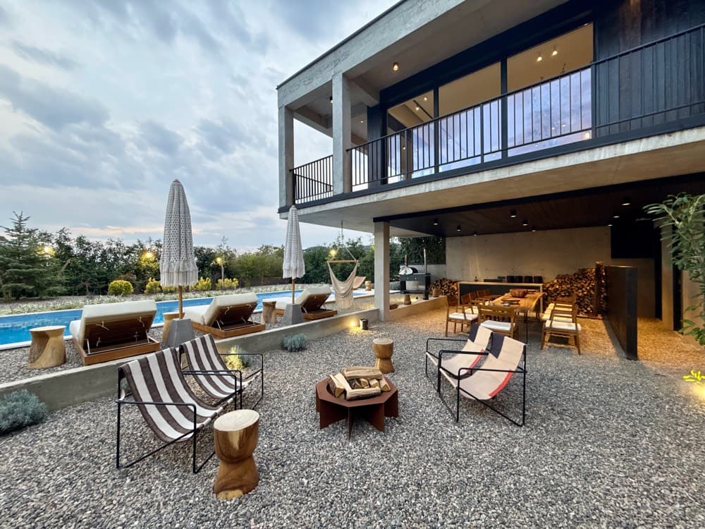 Loungers on the pool terrace.