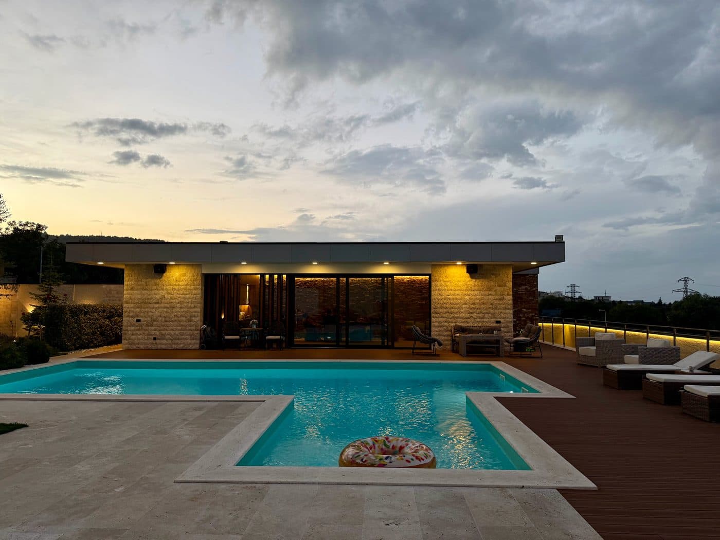 The lounge pavilion, across the pool.