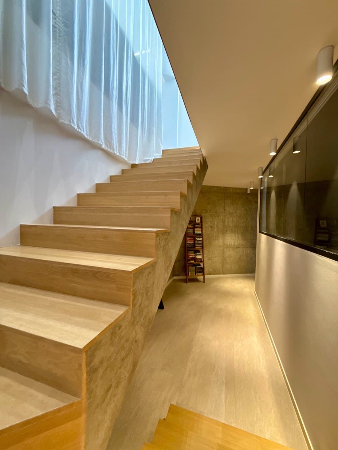 The timber stair.